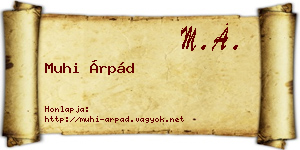 Muhi Árpád névjegykártya
